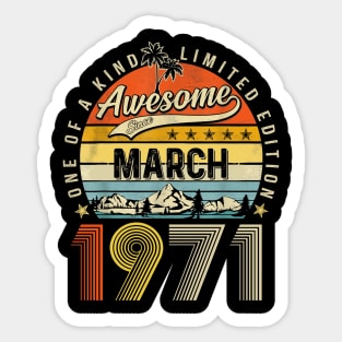 Awesome Since March 1971 Vintage 52nd Birthday Sticker